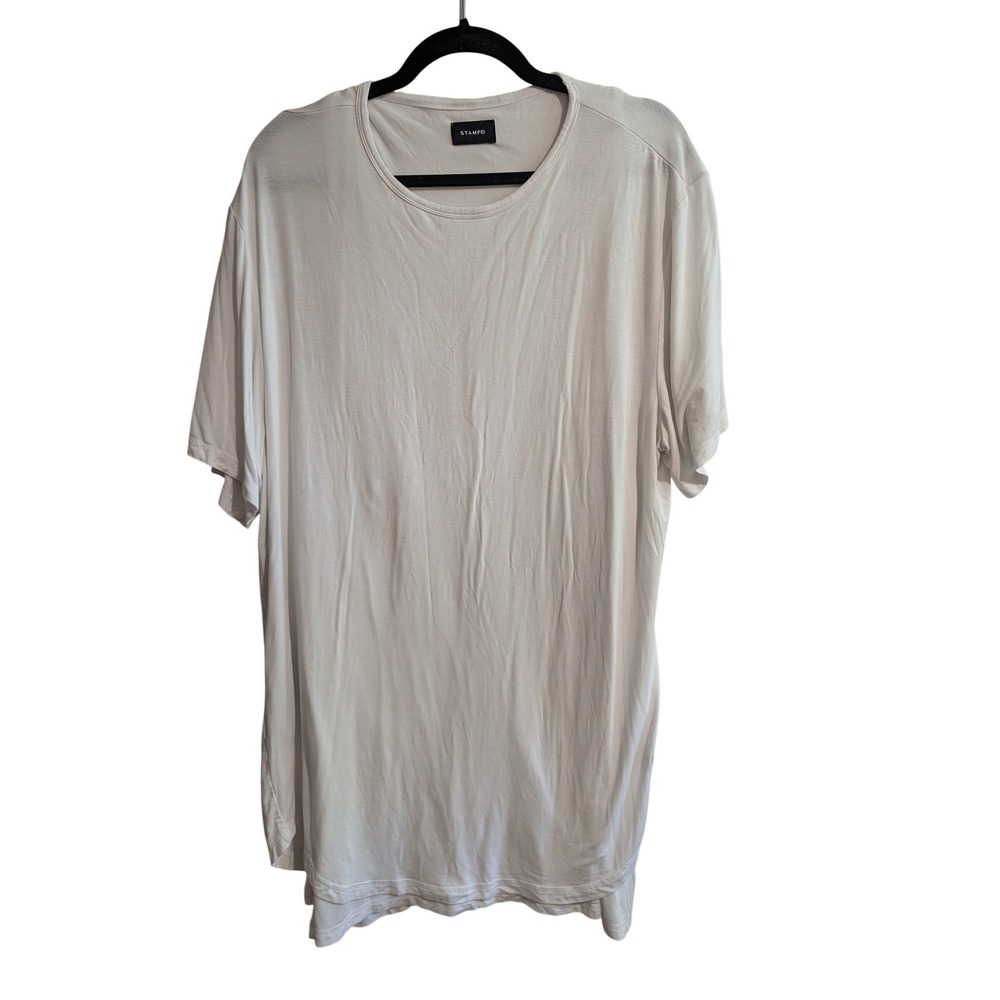 Stampd T-Shirt Womens XL White Double Layer Curved Hem Modal Stretch Tee